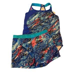 Future Star Capezio Girls Multicolored Leotard & Shorts Gymnastics Set Large